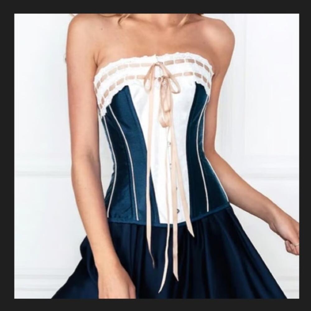 Corset Story Victorian Double Layered Ribbon Straight Overbust